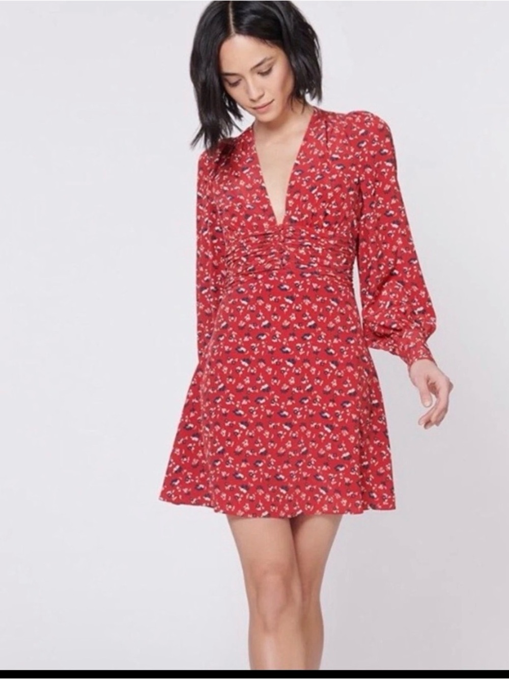 Veronica Beard Red Ditsy Floral Silk Marion Dress Size 4
